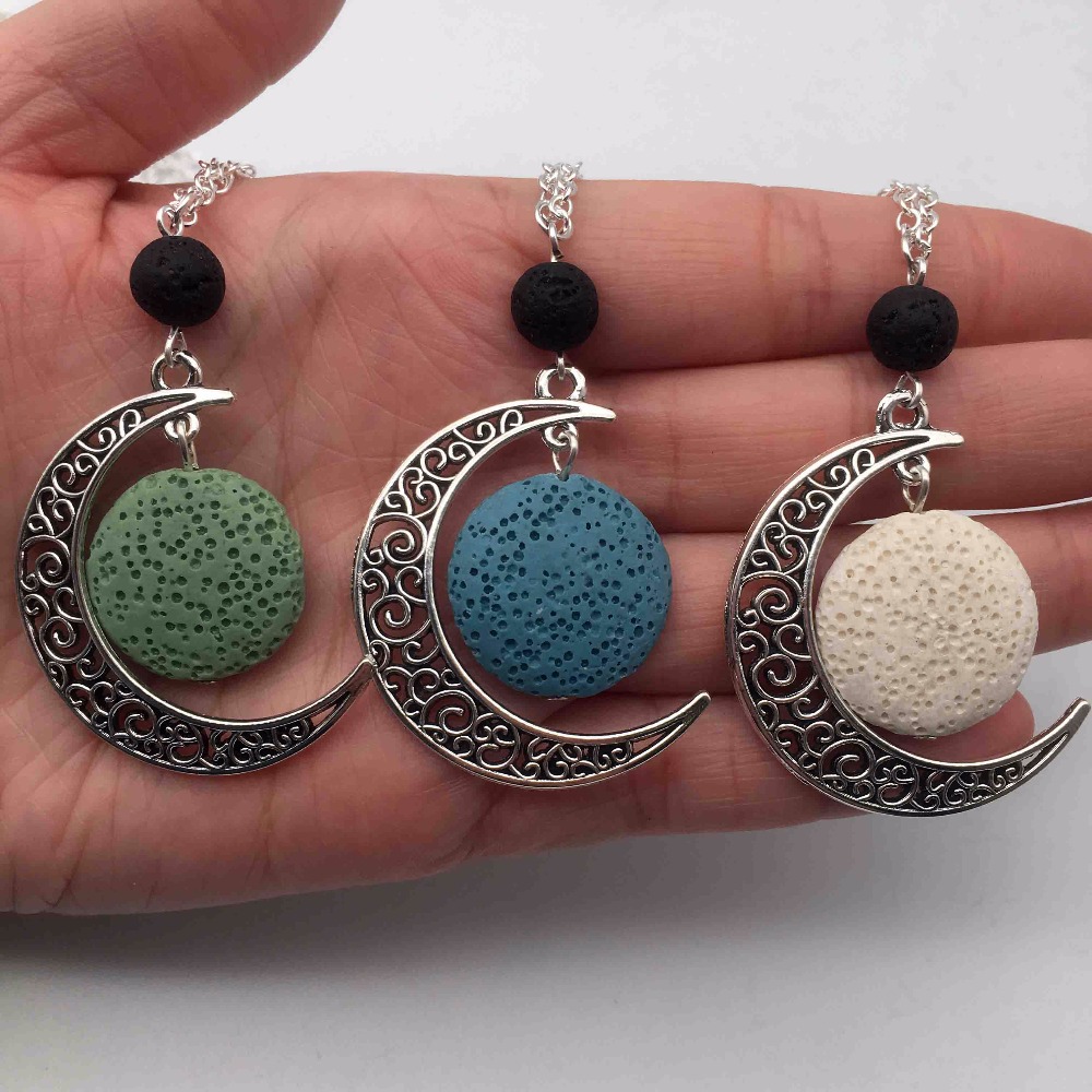 Lava necklace stone jewelry aromatherapy aroma diffuser 1pcs minimalist essential moon oil rock